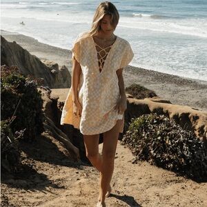 Sand Cloud Organic Cotton Floral Checker Beach Coverup